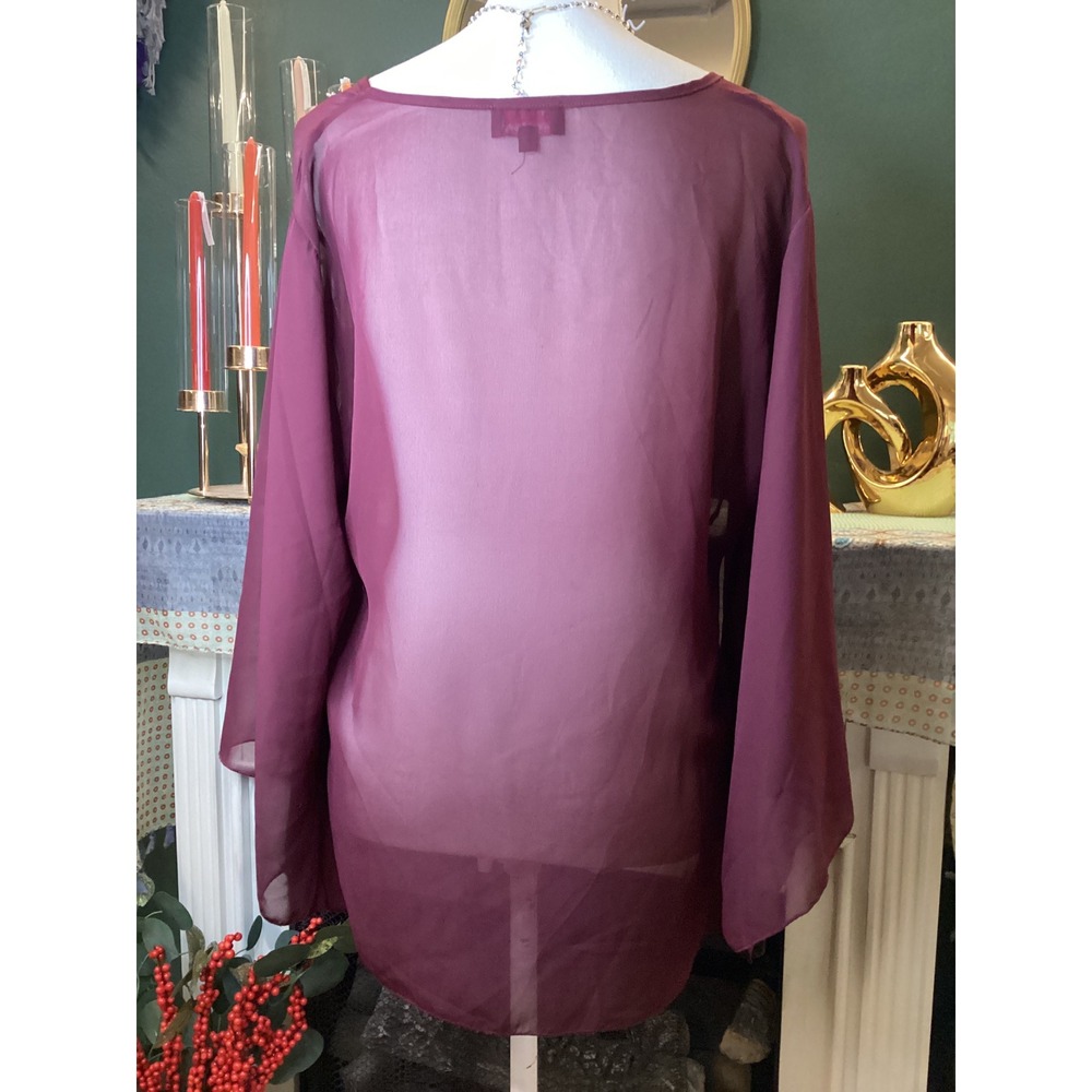 Gameday Couture Texas A&M Aggies Maroon Sheer Sequin Bell Sleeve Top Large - Picture 3 of 5